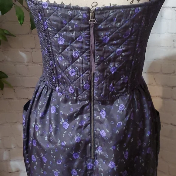 Rebecca Taylor 100% Silk Quilted Floral Dress 12 - Picture 7 of 11
